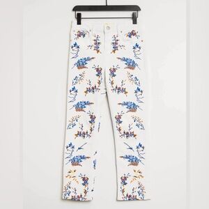 MAJE White Straight Leg Stretch Jeans With Floral Embroidery Size EU38/US6